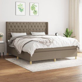 Cama box spring con colchón tela gris taupe 160x200 cm en Camas y somieres | Comprar online en Foro24
