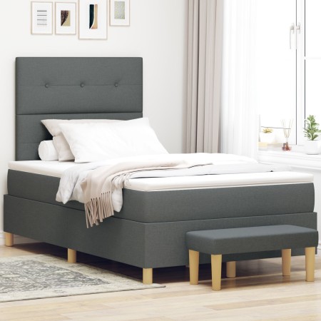 Cama Box Spring con colchón y banco Gris Oscuro 120x200 cm Tela von , Betten und Lattenroste - Ref: Foro24-3344290, Preis: 43...