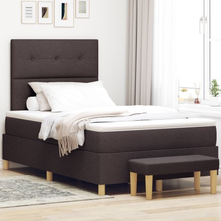 Cama Box Spring con colchón y banco marrón oscuro 120x200 cm de tela by , Beds and slatted bases - Ref: Foro24-3344292, Price...