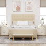 Cama con somier y colchón y banco Crema 140x190 cm Tela de , Camas y somieres - Ref: Foro24-3344301, Precio: 532,38 €, Descue...
