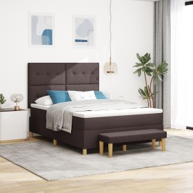 Cama con somier con colchón y banco Marrón Oscuro 140x200 cm Tela von , Betten und Lattenroste - Ref: Foro24-3344306, Preis: ...
