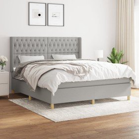 Cama box spring con colchón tela gris claro 180x200 cm Cama box spring con colchón tela gris claro 180x200 cm