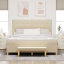 Cama con somier con colchón y banco Crema 180x200 cm de tela de , Camas y somieres - Ref: Foro24-3344322, Precio: 689,14 €, D...