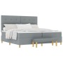 Cama con somier y colchón con banco gris claro 200x200 cm de tela by , Beds and slatted bases - Ref: Foro24-3344324, Price: 7...