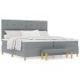 Cama con somier y colchón con banco gris claro 200x200 cm de tela by , Beds and slatted bases - Ref: Foro24-3344324, Price: 7...