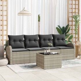 Conjunto de sofá de jardín 5 pcs Gris claro 55 x 55 x 37 cm