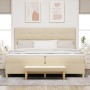 Cama con somier y colchón y banco Crema 200x200 cm Tela de , Camas y somieres - Ref: Foro24-3344329, Precio: 721,99 €, Descue...