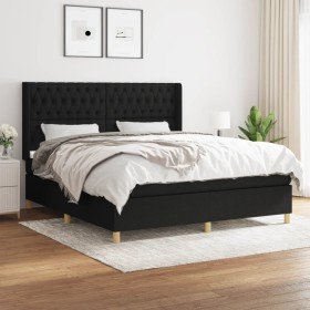 Cama box spring con colchón tela negro 180x200 cm Cama box spring con colchón tela negro 180x200 cm