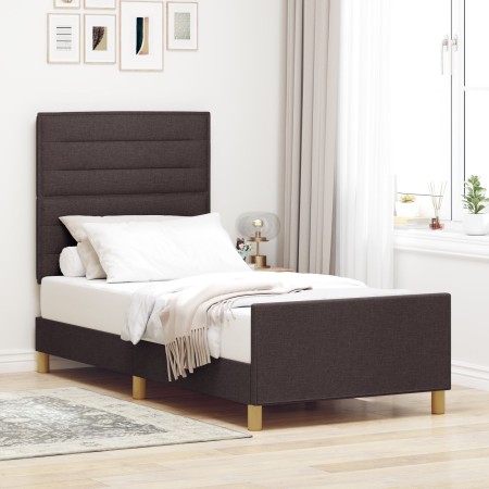 Estructura de Cama Marrón Oscuro 90x190 cm Tela von , Betten und Lattenroste - Ref: Foro24-3344616, Preis: 143,36 €, Rabatt: %