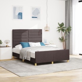 Estructura de Cama de Tela Marrón Oscuro 140x190 cm von , Betten und Lattenroste - Ref: Foro24-3344651, Preis: 235,94 €, Raba...