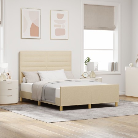 Estructura de Cama Crema 140x200 cm Tela by , Beds and slatted bases - Ref: Foro24-3344660, Price: 221,50 €, Discount: %