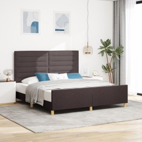 Cama Marrón Oscuro 180x200 cm Tela von , Betten und Lattenroste - Ref: Foro24-3344672, Preis: 264,06 €, Rabatt: %