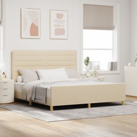 Cama en color crema - 180x200 cm de tela by , Beds and slatted bases - Ref: Foro24-3344674, Price: 260,21 €, Discount: %