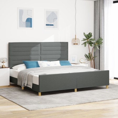 Estructura de Cama de Tela Gris Oscuro 200x200 cm de , Camas y somieres - Ref: Foro24-3344677, Precio: 261,34 €