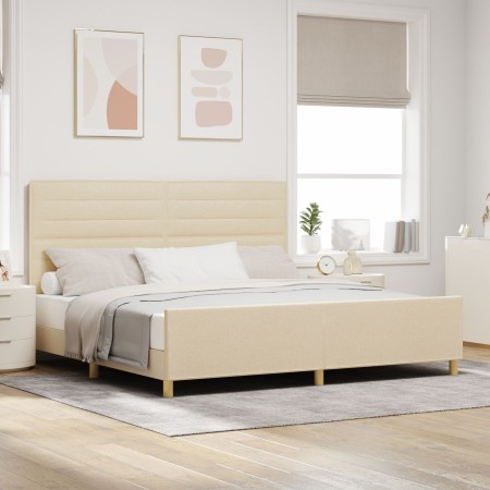 Estructura de Cama de Tela Crema 200x200 cm de , Camas y somieres - Ref: Foro24-3344681, Precio: 260,78 €, Descuento: %