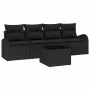 Conjunto de sofá de jardín Manual 5 pcs Negro 55 x 55 x 37 cm