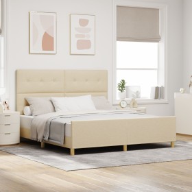 Estructura de Cama Crema 180x200 cm Tela de , Camas y somieres - Ref: Foro24-3344751, Precio: 254,60 €, Descuento: %