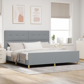 Estructura de Cama Gris Claro 200x200 cm Tela von , Betten und Lattenroste - Ref: Foro24-3344753, Preis: 270,17 €, Rabatt: %