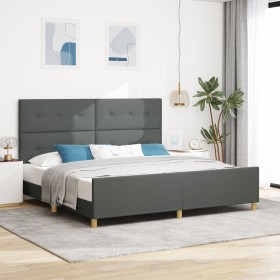 Marco de Cama Gris Oscuro 200x200 cm Tela by , Beds and slatted bases - Ref: Foro24-3344754, Price: 254,12 €, Discount: %