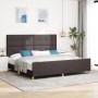 Estructura de cama en marrón oscuro 200x200 cm de tela