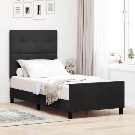 Estructura de Cama Negra 90x190 cm de Terciopelo de , Camas y somieres - Ref: Foro24-3344911, Precio: 150,74 €, Descuento: %