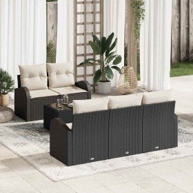 Conjunto de sofá de jardín 6 pcs Negro 55 x 55 x 37 cm Conjunto de sofá de jardín 6 pcs Negro 55 x 55 x 37 cm