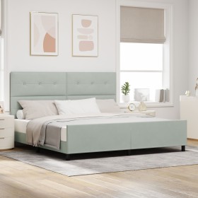 Estructura de cama Gris Claro 200x200 cm Terciopelo von , Betten und Lattenroste - Ref: Foro24-3344963, Preis: 252,70 €, Raba...