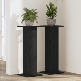 Soporte para plantas 2 pcs Negro Roble 30x30x80 cm Madera elaborada by , Pot stands - Ref: Foro24-3345111, Price: 66,34 €, Di...