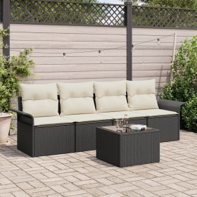 Juego de sofá de jardín de 5 piezas con cojines Negro Poliratán by , Outdoor sofas - Ref: Foro24-3345227, Price: 314,55 €, Di...