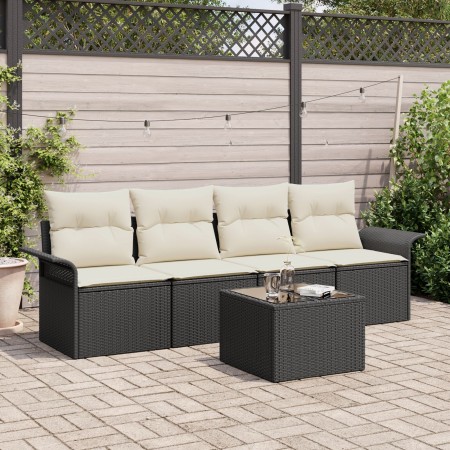 Juego de sofá de jardín de 5 piezas con cojines Negro Poliratán by , Outdoor sofas - Ref: Foro24-3345227, Price: 314,55 €, Di...
