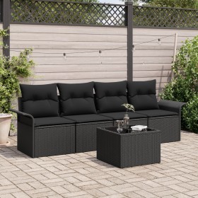 Juego de Sofás de Jardín de 5 Piezas con Cojines Ratán Negro by , Outdoor sofas - Ref: Foro24-3345233, Price: 322,31 €, Disco...