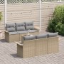 Juego de Sofás de Jardín de 7 Piezas con Cojines Beige Poliratán by , Outdoor sofas - Ref: Foro24-3345250, Price: 502,71 €, D...