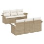Juego de Sofá de Jardín de 7 Piezas con Cojines Beige Ratán Poliéster by , Outdoor sofas - Ref: Foro24-3345251, Price: 500,49...