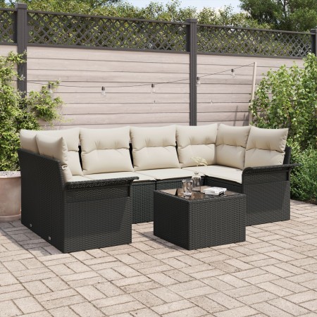 Juego de Sofá de Jardín de 7 Piezas con Cojines en Negro Poliratán von , Outdoor-Sofas - Ref: Foro24-3345257, Preis: 445,09 €...