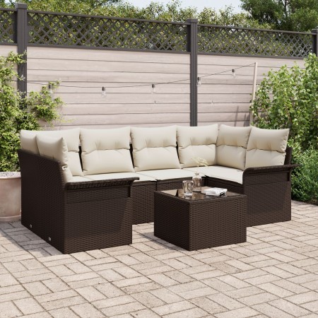 Conjunto de Sofá de Jardín de 7 Piezas con Cojines en Marrón de Poliratán von , Outdoor-Sofas - Ref: Foro24-3345258, Preis: 4...