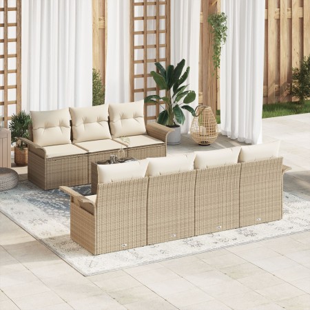 Conjunto de Sofá de Jardín de 8 Piezas con Cojines Beige Ratán Polipropileno von , Outdoor-Sofas - Ref: Foro24-3345271, Preis...
