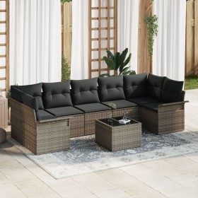 Juego de Sofá de Jardín de 8 Piezas con Cojines Gris Ratán Poliéster by , Outdoor sofas - Ref: Foro24-3345279, Price: 515,04 ...