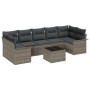 Juego de Sofá de Jardín de 8 Piezas con Cojines Gris Ratán Poliéster von , Outdoor-Sofas - Ref: Foro24-3345279, Preis: 515,04...