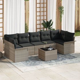 Juego de Sofá de Jardín de 8 Piezas con Cojines Gris Claro Ratán Poliéster by , Outdoor sofas - Ref: Foro24-3345282, Price: 5...