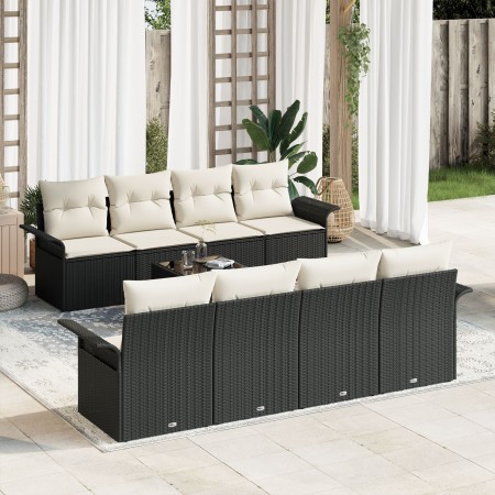 Set de sofá de jardín de 9 piezas con cojines de poliratán negro by , Outdoor sofas - Ref: Foro24-3345287, Price: 561,77 €, D...