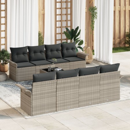 Conjunto de Sofás de Jardín de 9 Piezas con Cojines Gris Claro Ratán de Polietileno von , Outdoor-Sofas - Ref: Foro24-3345292...