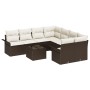 Juego de Sofás de Jardín de 9 Piezas con Cojines Marrón de Poliratán by , Outdoor sofas - Ref: Foro24-3345298, Price: 590,65 ...