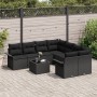 Set de Sofás de Jardín de 9 Piezas con Cojines Negro Poliratán by , Outdoor sofas - Ref: Foro24-3345303, Price: 583,63 €, Dis...