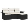 Sofá de Jardín de 4 Piezas con Cojines Negro de Ratán Poliéster von , Outdoor-Sofas - Ref: Foro24-3345307, Preis: 251,18 €, R...