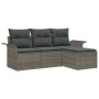 Conjunto de Sofá de Jardín de 4 Piezas con Cojines Grises de Ratán von , Outdoor-Sofas - Ref: Foro24-3345309, Preis: 261,93 €...