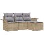 Juego de Sofá de Jardín de 4 Piezas con Cojines Beige Ratán Poliéster von , Outdoor-Sofas - Ref: Foro24-3345310, Preis: 268,4...