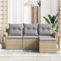 Juego de Sofá de Jardín de 4 Piezas con Cojines Beige Ratán Poliéster von , Outdoor-Sofas - Ref: Foro24-3345310, Preis: 268,4...