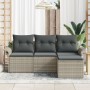 Juego de Sofá de Jardín de 4 Piezas con Cojines Gris Claro Ratán Poliéster by , Outdoor sofas - Ref: Foro24-3345312, Price: 2...