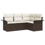 Set de Sofá de Jardín de 4 Piezas con Cojines Marrón Poliratán by , Outdoor sofas - Ref: Foro24-3345338, Price: 308,63 €, Dis...