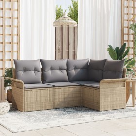 Juego de sofá de jardín de 4 piezas con cojines beige de poliratán von , Outdoor-Sofas - Ref: Foro24-3345340, Preis: 304,18 €...